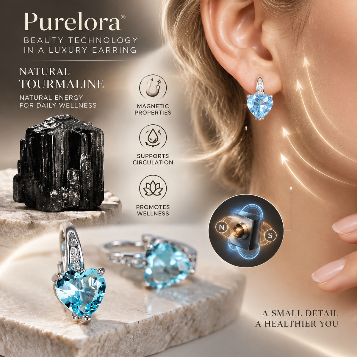 （🔥 LAST DAY SALE-80% OFF)💎Purelora® Germanium Magnetic Beauty Earrings – Where Luxury Meets Wellness