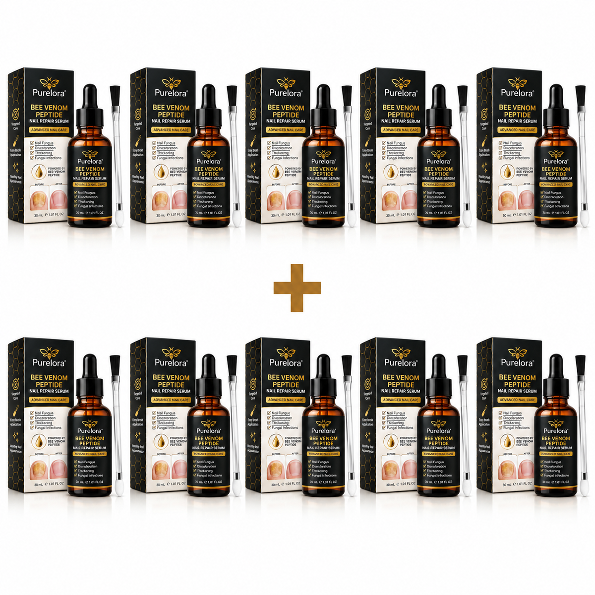 Purelora® Bee Venom Peptide Nail & Foot Repair Serum for nail fungus care, yellow nails, thick nails, and athlete’s foot recovery support.