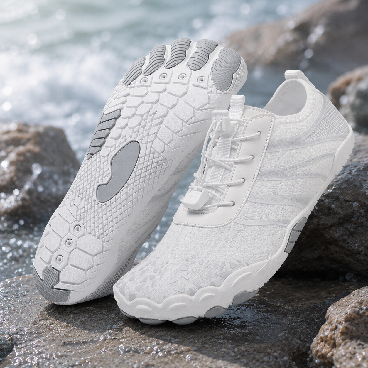 Unisex Barefoot Water Shoes | Inflatable Self-Rescue | Cures Athlete's Foot | Arch Memory Foam | Waterproof, Heat Dissipation & Sandproof Isolation | Ultra Lightweight Quick-Dry Aqua Socks