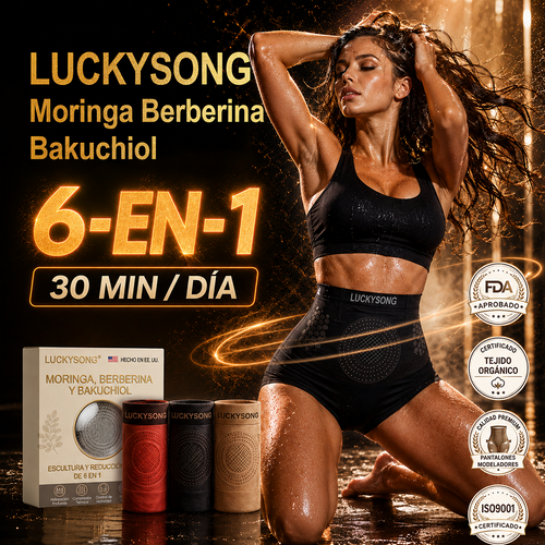 🔥 Tienda oficial de la marca | ✅LUCKYSONG® Ropa interior moldeadora 6 en 1 para mujer (Moringa y Berberina) — Bragas de compresión térmica con efecto moldeador e infusión de Bakuchiol, control de cintura y abdomen.