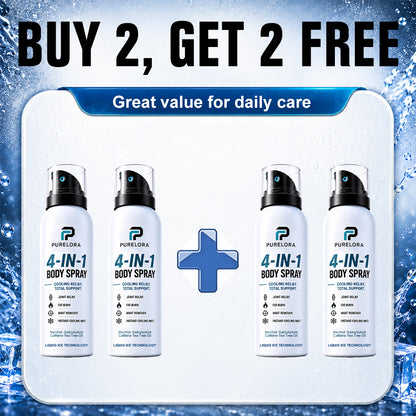 🔥 【Official Store】PURELORA® 4-in-1 Body Spray — Joint Relief · Fat Burn · Wart Remover · Instant Cooling Mist | Menthol + Salicylic Acid + Caffeine + Tea Tree | FSA/HSA Eligible