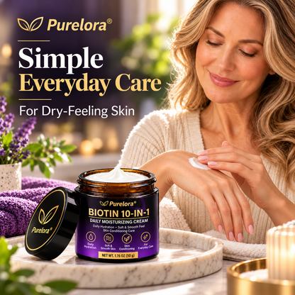 PURELORA® Biotin Daily Moisturizing Cream – 10-in-1 Formula for Everyday Skin Care
