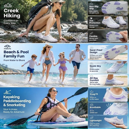 Unisex Barefoot Water Shoes | Inflatable Self-Rescue | Cures Athlete's Foot | Arch Memory Foam | Waterproof, Heat Dissipation & Sandproof Isolation | Ultra Lightweight Quick-Dry Aqua Socks