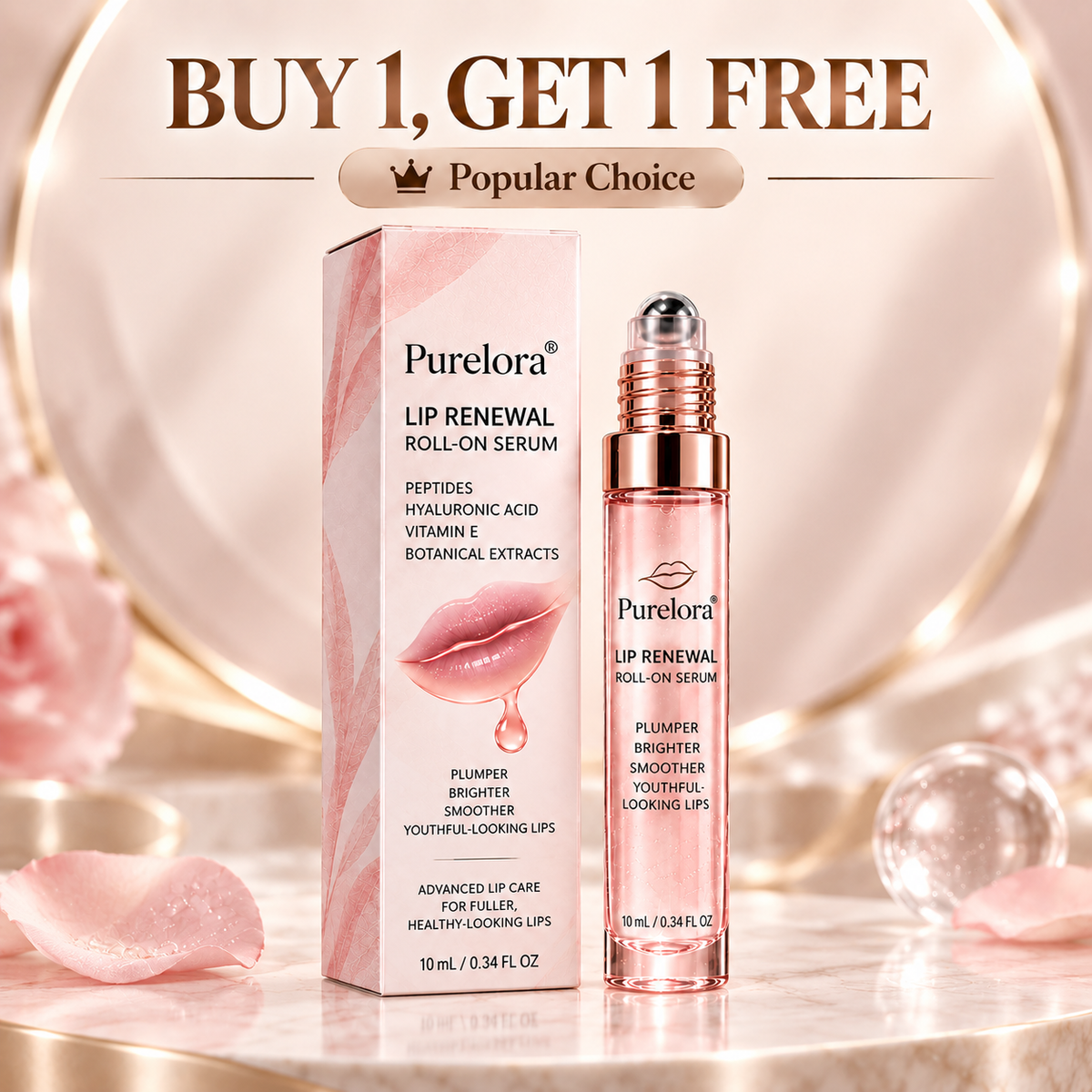 💋Purelora® Lip Renewal Roll-On Serum – Fuller, Brighter Lips & Youthful-Looking Skin
