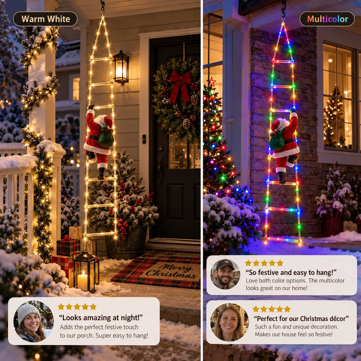 Bring Christmas Magic Home，Christmas Ladder Lights with Climbing Santa