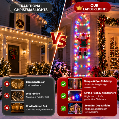 Bring Christmas Magic Home，Christmas Ladder Lights with Climbing Santa