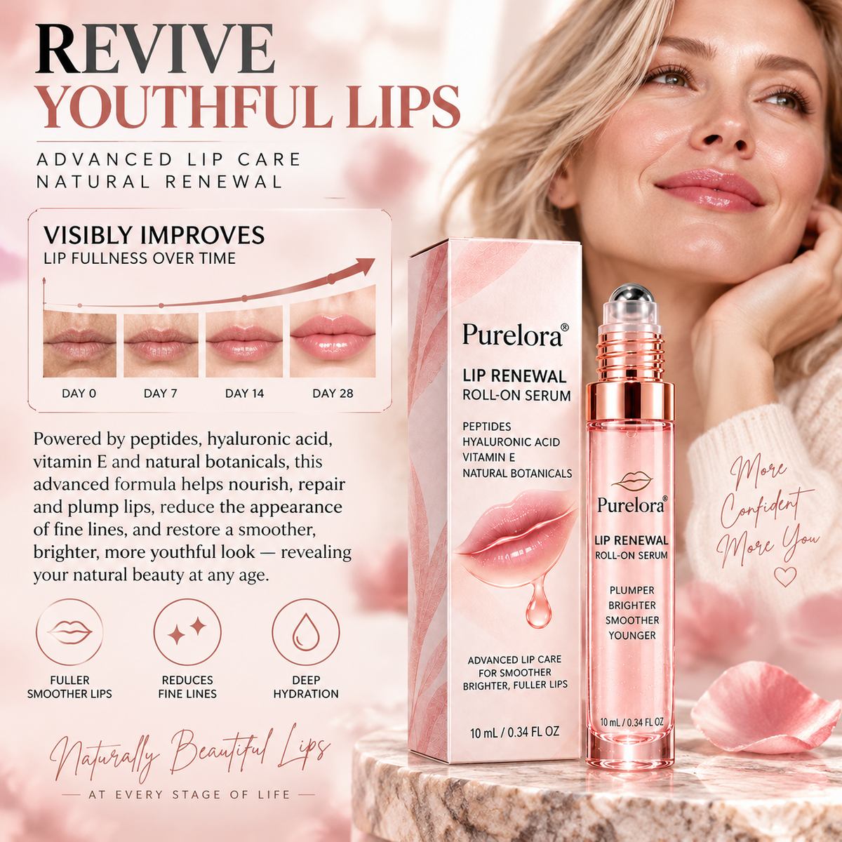 💋Purelora® Lip Renewal Roll-On Serum – Fuller, Brighter Lips & Youthful-Looking Skin