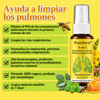 🍀🍀🐝🇺🇸Tienda oficial: 𝐏𝐔𝐑𝐄𝐋𝐎𝐑𝐀® Spray limpiador pulmonar de propóleo y abeja herbal 6 en 1 (👨‍⚕️Actúa directamente sobre la EPOC, el asma, la bronquitis crónica (BC), las infecciones respiratorias, el cáncer de pulmón, la sinusitis y otras afecciones🫁)