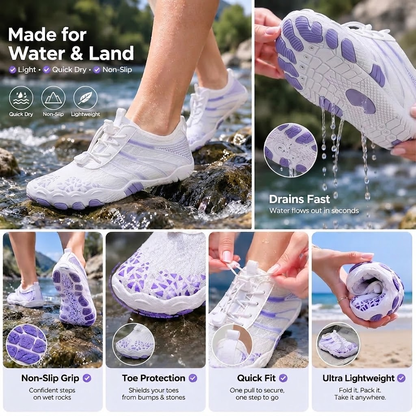 Unisex Barefoot Water Shoes | Inflatable Self-Rescue | Cures Athlete's Foot | Arch Memory Foam | Waterproof, Heat Dissipation & Sandproof Isolation | Ultra Lightweight Quick-Dry Aqua Socks