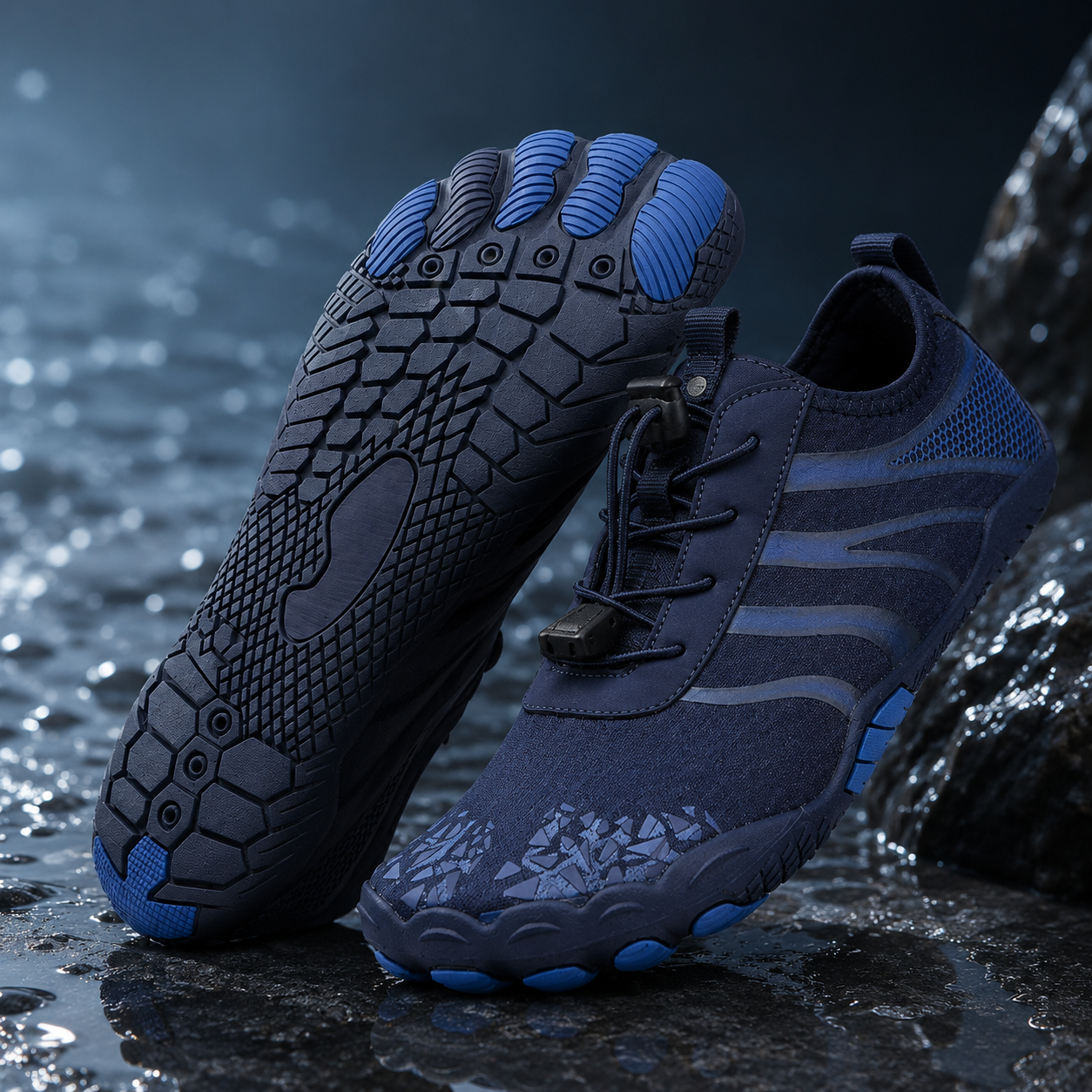 Unisex Barefoot Water Shoes | Inflatable Self-Rescue | Cures Athlete's Foot | Arch Memory Foam | Waterproof, Heat Dissipation & Sandproof Isolation | Ultra Lightweight Quick-Dry Aqua Socks