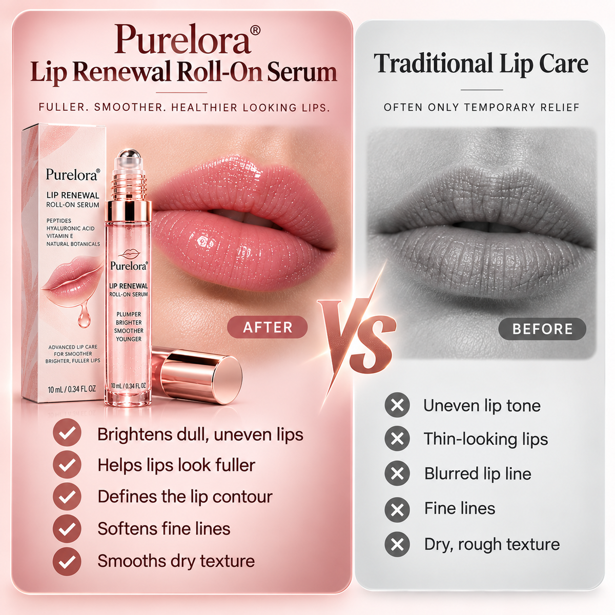 💋Purelora® Lip Renewal Roll-On Serum – Fuller, Brighter Lips & Youthful-Looking Skin