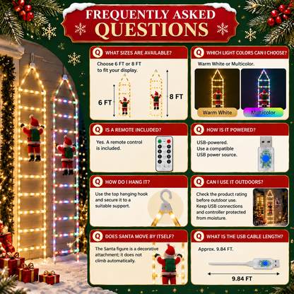 Bring Christmas Magic Home，Christmas Ladder Lights with Climbing Santa