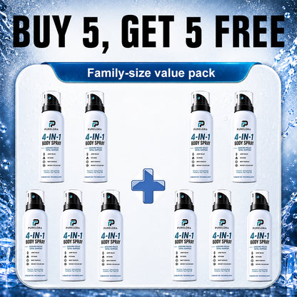 🔥 【Official Store】PURELORA® 4-in-1 Body Spray — Joint Relief · Fat Burn · Wart Remover · Instant Cooling Mist | Menthol + Salicylic Acid + Caffeine + Tea Tree | FSA/HSA Eligible