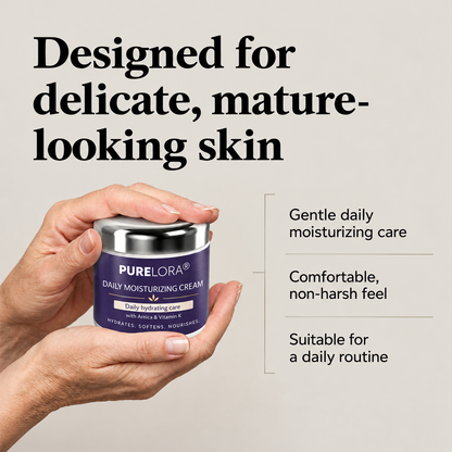 💜 PURELORA® Daily Moisturizing Cream – Hydrates, Softens & Nourishes Mature-Looking Skin✨