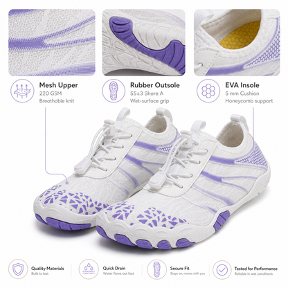 Unisex Barefoot Water Shoes | Inflatable Self-Rescue | Cures Athlete's Foot | Arch Memory Foam | Waterproof, Heat Dissipation & Sandproof Isolation | Ultra Lightweight Quick-Dry Aqua Socks