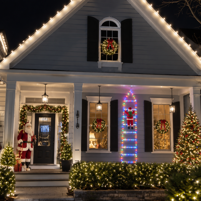 Bring Christmas Magic Home，Christmas Ladder Lights with Climbing Santa