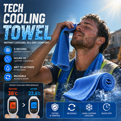 Advanced-Tech Cooling Towel – Instant Cooling Quick-Dry Towel for Outdoor Work, Gym & Summer Commuting, Washable and Reusable