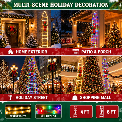 Bring Christmas Magic Home，Christmas Ladder Lights with Climbing Santa