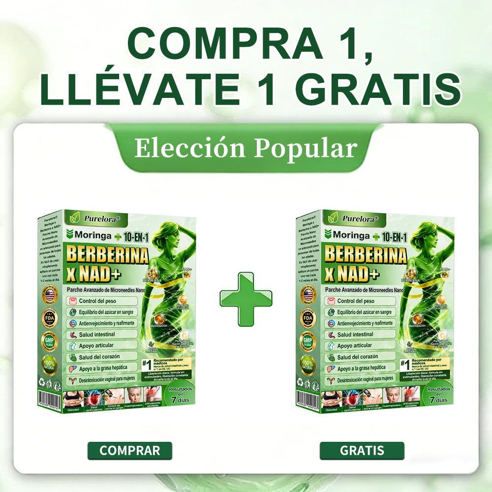 Tienda oficial 🇺🇸 Parche avanzado Purelora® 10 en 1 con nanomicroagujas (Moringa, berberina y NAD+). Solo una aplicación al día; cambios visibles en 7 días.  Para obesidad, flacidez, diabetes, apnea del sueño, problemas articulares y más.