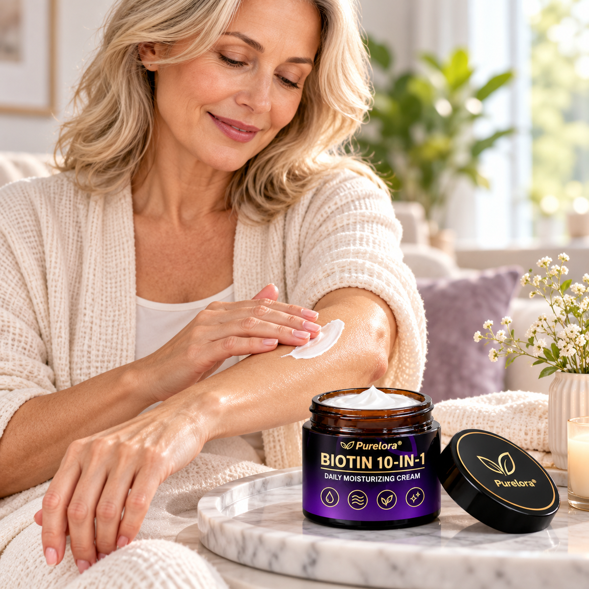 PURELORA® Biotin Daily Moisturizing Cream – 10-in-1 Formula for Everyday Skin Care