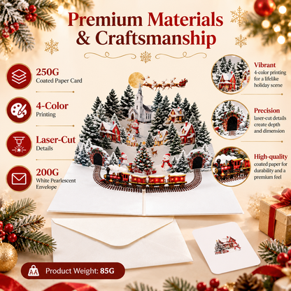 3D Christmas Pop-Up Greeting Card – A Magical Winter Village for Your Holiday Wishes.