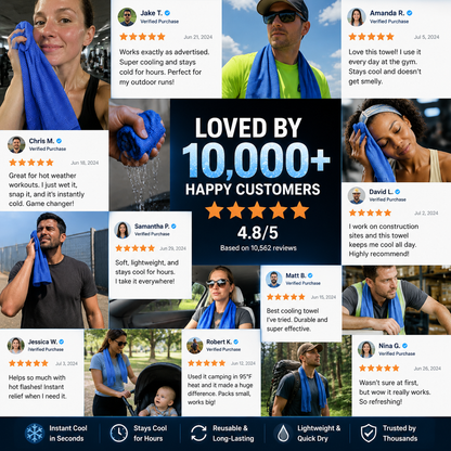Advanced-Tech Cooling Towel – Instant Cooling Quick-Dry Towel for Outdoor Work, Gym & Summer Commuting, Washable and Reusable