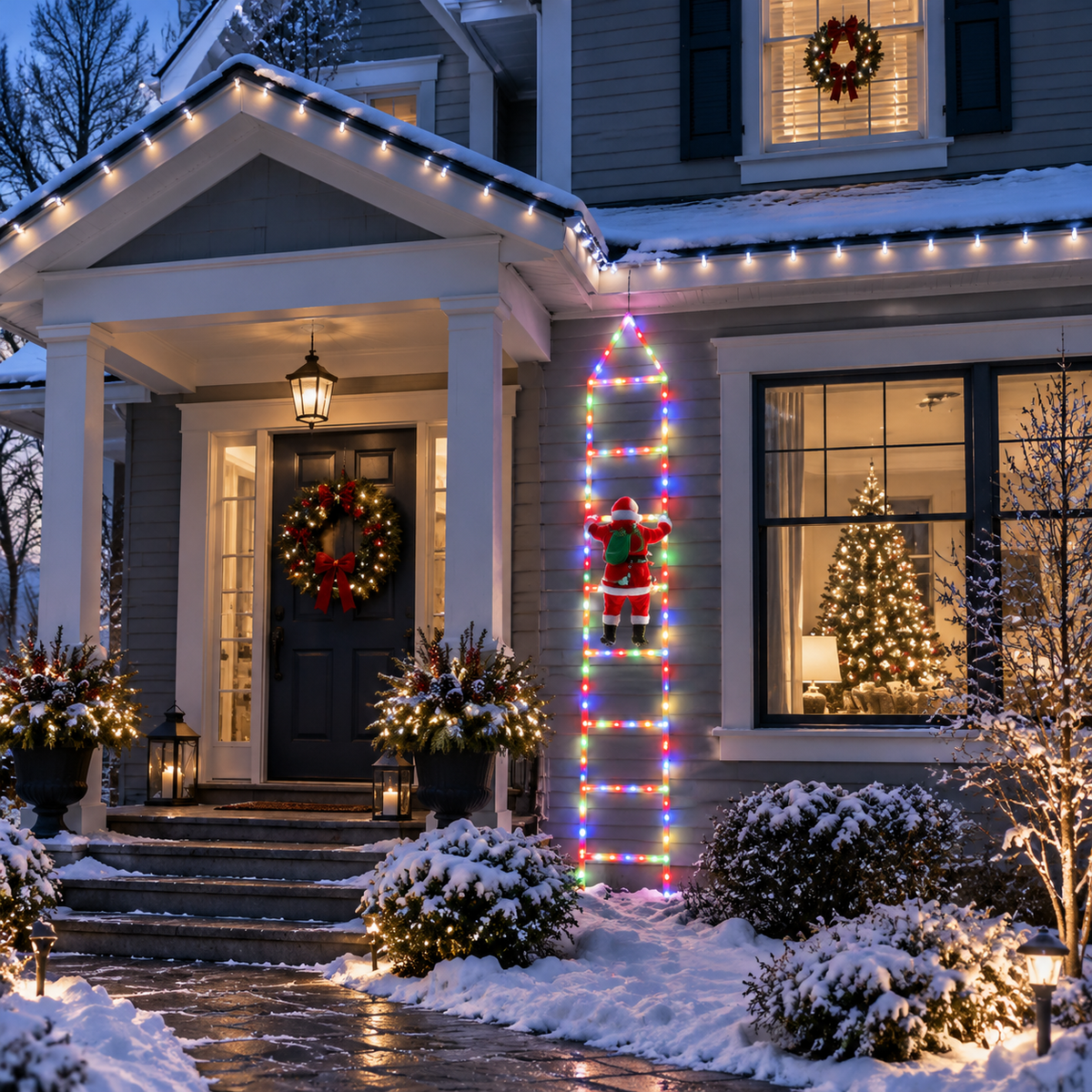 Bring Christmas Magic Home，Christmas Ladder Lights with Climbing Santa