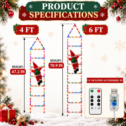 Bring Christmas Magic Home，Christmas Ladder Lights with Climbing Santa