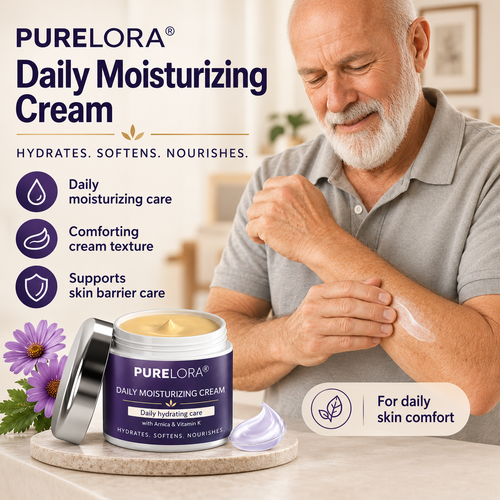 💜 PURELORA® Daily Moisturizing Cream – Hydrates, Softens & Nourishes Mature-Looking Skin✨