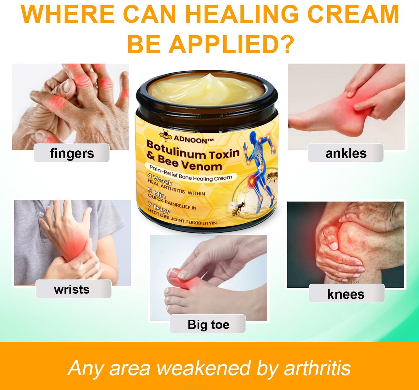 Crema Purelora® con toxina botulínica y veneno de abeja para el alivio del dolor y la regeneración ósea