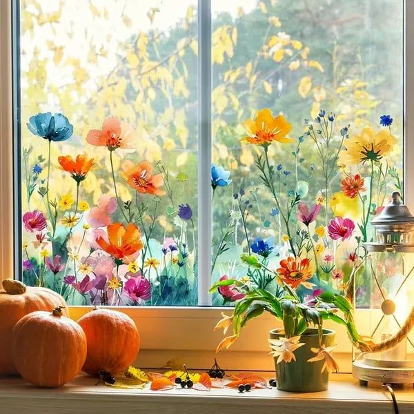 Last Day Sale 🔥85% OFF - 💐Colorful Floral Bouquet Window Sticker🖼️(Cut to size freely)
