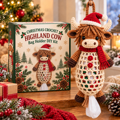 Christmas Crochet Animal Bag Holder DIY Kit – 4 Festive Designs, Handmade Holiday Decor & Hanging Storage