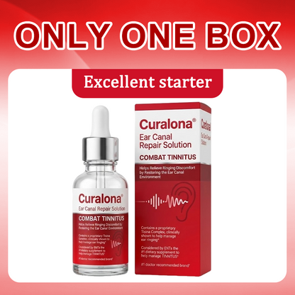 Curalona® Ear Canal Repair Solution to Combat Tinnitus  Helps Relieve Ringing Discomfort by Restoring the Ear Canal Environment  One Bottle · 7 Days · Designed to Deliver Noticeable Results Within 7 Days