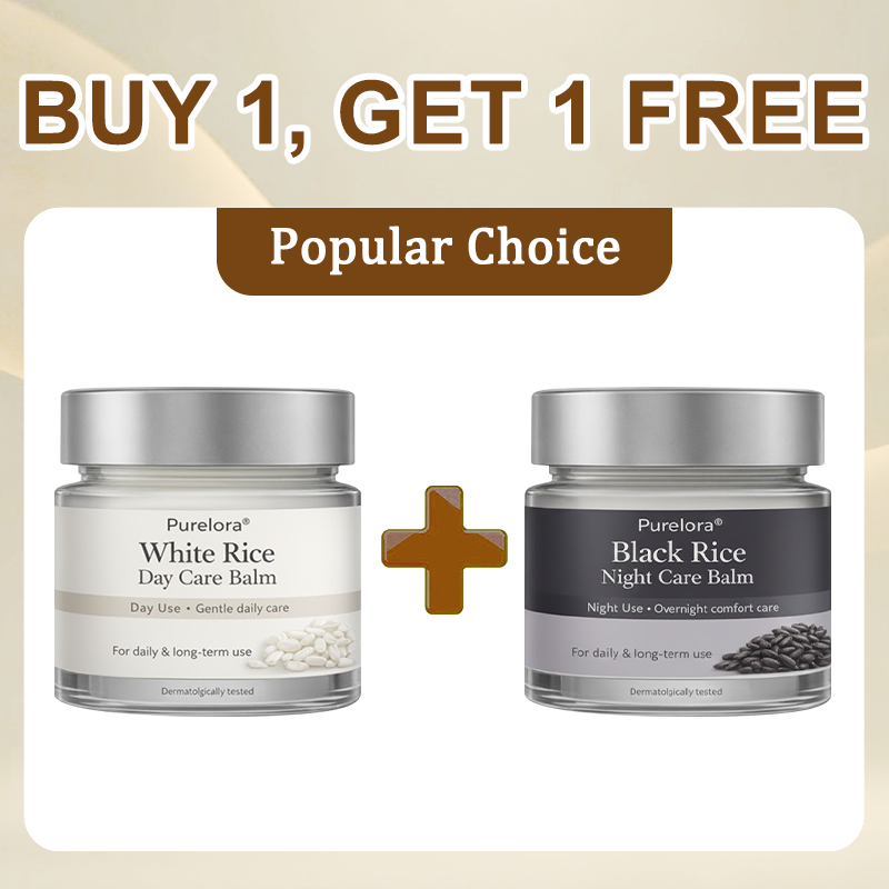 Purelora® Black and White Rice Day and Night Dual Repair Cream (Delays aging, repairs skin, removes warts, skin tags, and keratin buildup, providing 24-hour care for your skin)