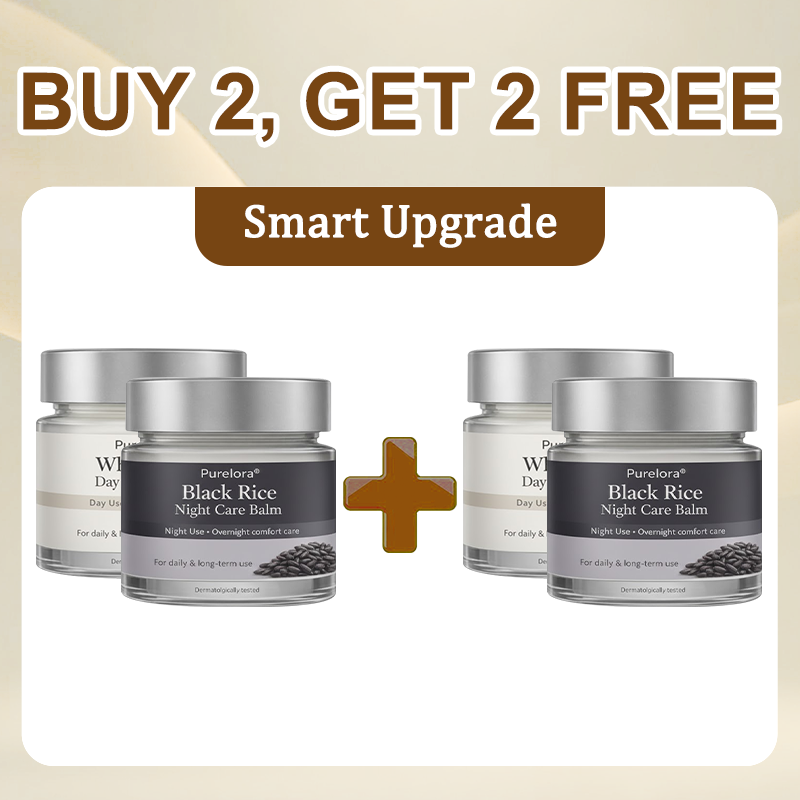 Purelora® Black and White Rice Day and Night Dual Repair Cream (Delays aging, repairs skin, removes warts, skin tags, and keratin buildup, providing 24-hour care for your skin)