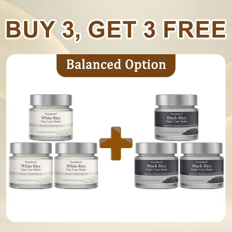 Purelora® Black and White Rice Day and Night Dual Repair Cream (Delays aging, repairs skin, removes warts, skin tags, and keratin buildup, providing 24-hour care for your skin)