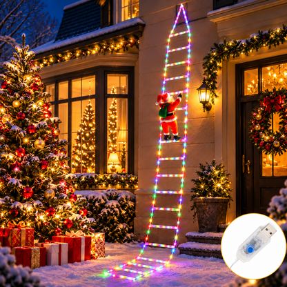 Bring Christmas Magic Home，Christmas Ladder Lights with Climbing Santa