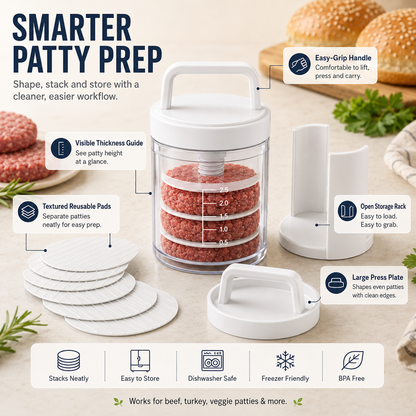 🍔 Multi-Function Patty Press | One-Press Uniform Patties | 🏠 Home Burgers • 🏕️ Camping • 🔥 BBQ • 🥩 Meal Prep