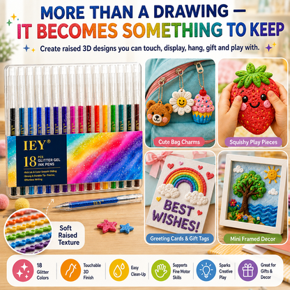 🎨Popcorn IEY® 3D Puffy Pens 18-Color Set | Magical Coloring Pens That “Rise” After Drawing | Kids’ Early Learning DIY Craft Gift Set