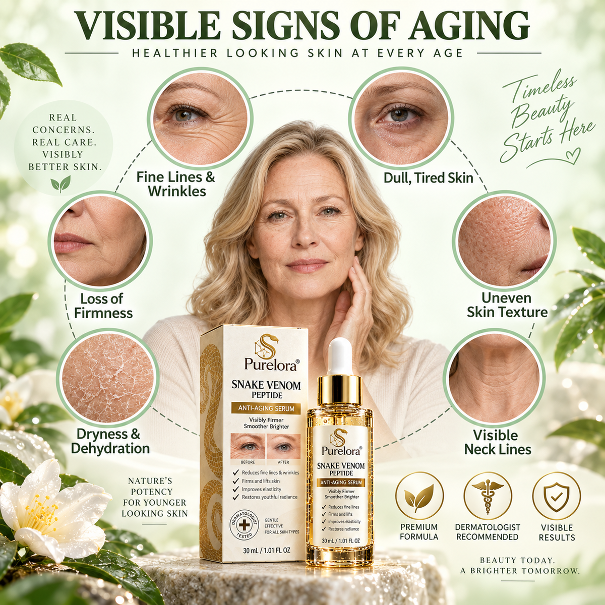 Purelora® Snake Venom Peptide Renewal Serum – Firming, Fine Lines & Visible Marks Care