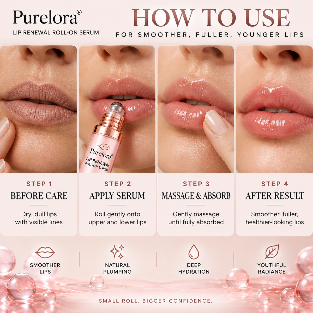 💋Purelora® Lip Renewal Roll-On Serum – Fuller, Brighter Lips & Youthful-Looking Skin