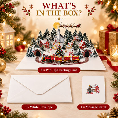 3D Christmas Pop-Up Greeting Card – A Magical Winter Village for Your Holiday Wishes.