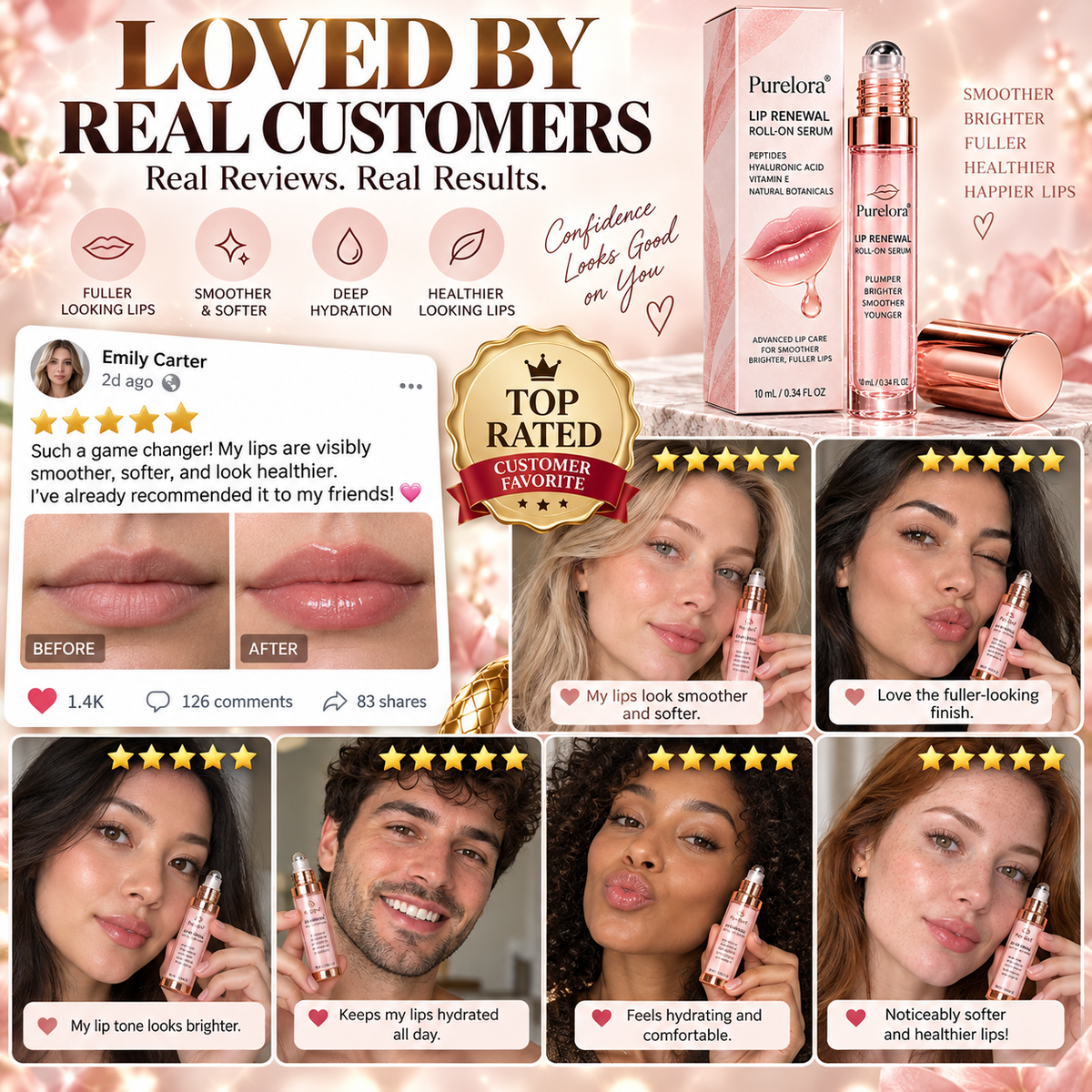 💋Purelora® Lip Renewal Roll-On Serum – Fuller, Brighter Lips & Youthful-Looking Skin