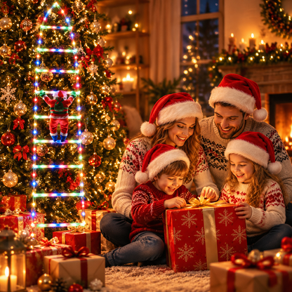 Bring Christmas Magic Home，Christmas Ladder Lights with Climbing Santa