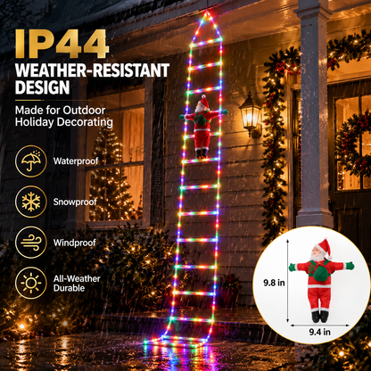 Bring Christmas Magic Home，Christmas Ladder Lights with Climbing Santa