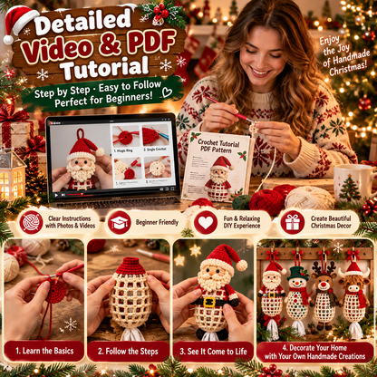 Christmas Crochet Animal Bag Holder DIY Kit – 4 Festive Designs, Handmade Holiday Decor & Hanging Storage