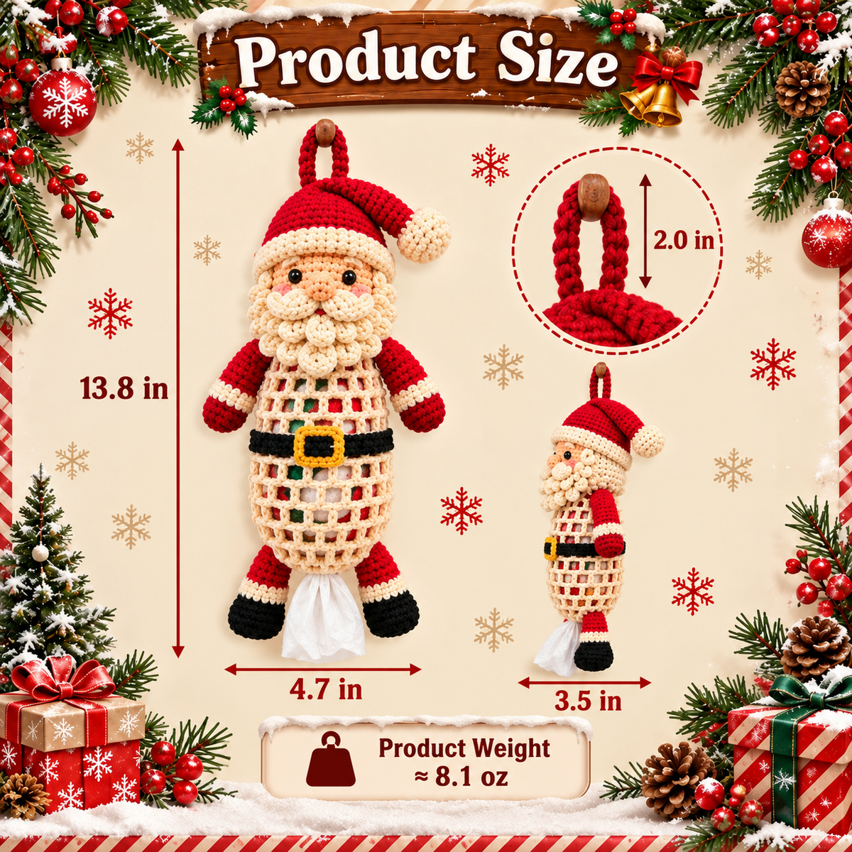 Christmas Crochet Animal Bag Holder DIY Kit – 4 Festive Designs, Handmade Holiday Decor & Hanging Storage