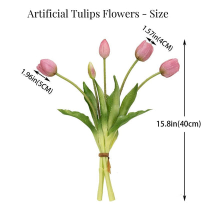 On Sale🔥Artificial Tulips Flowers - Real Touch Latex Bouquet - UV resistant, Waterproof,Windproof