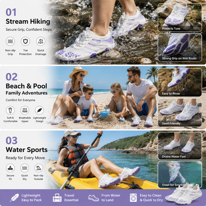 Unisex Barefoot Water Shoes | Inflatable Self-Rescue | Cures Athlete's Foot | Arch Memory Foam | Waterproof, Heat Dissipation & Sandproof Isolation | Ultra Lightweight Quick-Dry Aqua Socks