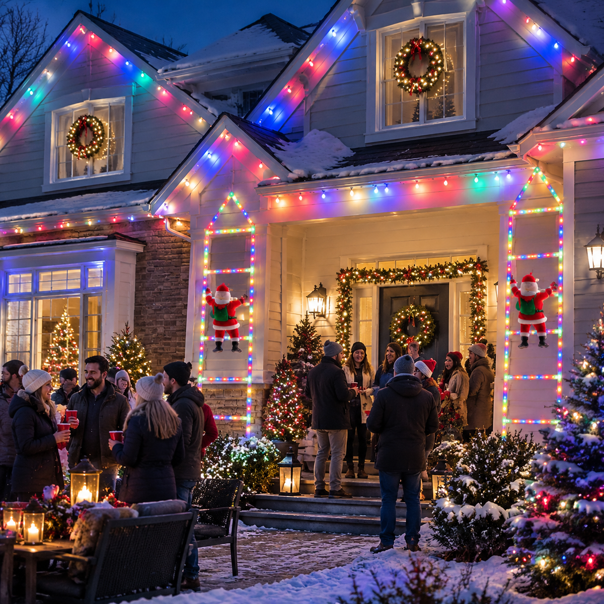 Bring Christmas Magic Home，Christmas Ladder Lights with Climbing Santa
